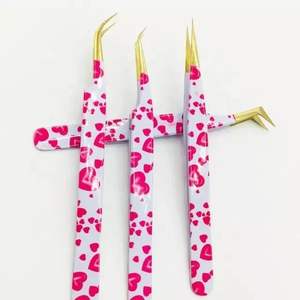 Pince à épiler pour extension de cils en acier inoxydable avec logo personnalisé Outil d'art de précision en fibre de volume de style L Pointe lisse inclinée Durable - Product Image 3