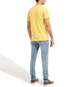 Men plain <b>Yellow</b> color narrow <b>sleeve</b> pullover 100% cotton summer T <b>Shirt</b> - Product Image 2