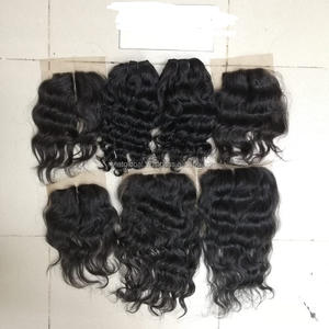 Mechones de cabello humano con cierre, pelo virgen sin procesar, doble trama - Product Image 1