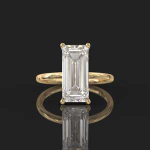 Premium 3Ct <b>Emerald</b> Cut Moissanite <b>Silver</b> Engagement <b>Ring</b> 6x13mm Thin Band Elegant Bridal Jewelry Wholesale Supplier Online - Product Image 1