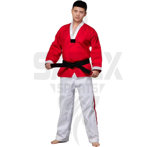 Uniformes de Taekwondo Unisex de Alta Calidad, Cuello Negro, Equipo de Entrenamiento para Adultos, 100% Algodón, Secado Rápido, Transpirable, Personalizable, OEM - Product Image 5