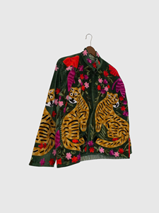 Blazer en velours brodé à la main avec motif floral de tigre, col mandarin, manches longues, taille plus, vêtements de printemps pour femmes, style bohème - Product Image 3