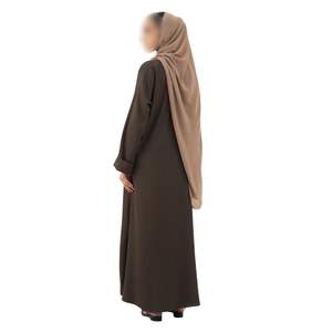 Abaya Clásica Marrón Chocolate, Túnica Islámica Sencilla, Elegante y Modesta para Mujer, Vestido Largo Estilo Dubai Minimalista, Caftán - Product Image 2