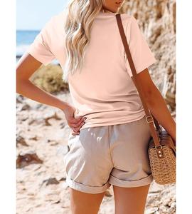 Camiseta de Manga Corta con Cuello en V para Mujer, 100% Algodón, Impresión Digital Ecológica, Antiarrugas, de Secado Rápido, Precio de Venta al Por Mayor, Servicio OEM - Product Image 5