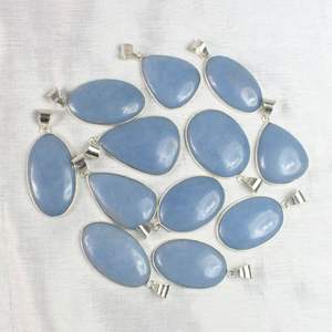 Colgante de cabujón de Angelita azul, collar de piedras preciosas sueltas Chapado en plata con ajuste de bisel, joyería al por mayor - Product Image 3