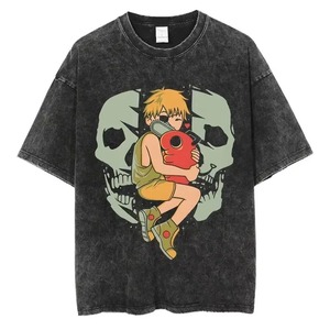 Camiseta lavada de gran tamaño de alta calidad, Camiseta de algodón holgada Vintage para hombres y mujeres, ropa informal estilo Hip Hop - Product Image 2