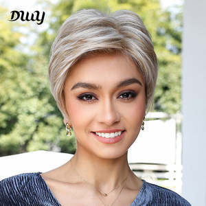 วิกผมสังเคราะห์แบบ Pixie รุ่น Bella-DWY ฟรีพาร์ท  พร้อมเชือกผูกแบบใส สีบลอนด์ฟอกขาว - Product Image 1