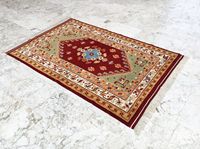 Türkischer Izmir Vintage Nomaden Handgeknüpfter Woll-Blumenteppich 100 X 100 cm