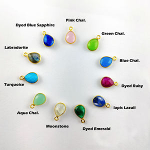 จี้พลอยมูนสโตนสีรุ้ง ขนาด 10x8 มม. รูปทรงลูกแพร์ เจียระไนเหลี่ยม ตัวเรือนเงินแท้ 925 ชุบทองคำแท้ - Product Image 5