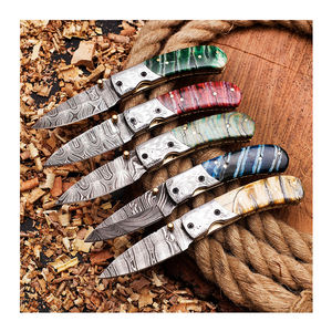 Vente chaude Couteau pliant personnalisé OEM en acier Damas fait à la main Manche en bois Tactique Camping Chasse Haute durabilité - Product Image 2