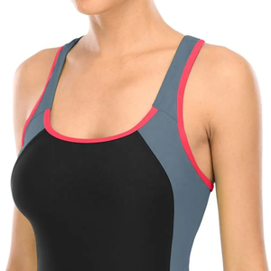 Nuevas llegadas Mujeres Contraste Encuadernación Malla Sin espalda Una pieza Ropa de baño Cuello simulado Trajes de baño Más vendidos - Product Image 3