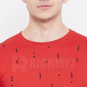 T-shirts pour hommes en coton 100% à manches courtes, couleur rouge, motif uni, décontractés, impression sérigraphique avec design personnalisé, t-shirts pour hommes - Product Image 5