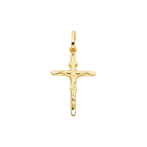 Crucifijo de circón chapado en oro amarillo de 14 quilates, colgante de Cruz icónica cristiana para niños y accesorios religiosos de moda Unisex - Product Image 1