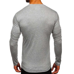 T-shirt noir uni unisexe décontracté Chemises à manches longues personnalisées T-pour hommes en gros - Product Image 3