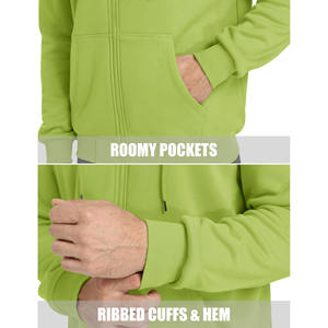 เสื้อฮู้ดผู้ชายแบบซิปเต็มขนแกะเสื้อสเวตเตอร์สำหรับวิ่ง69% ผ้าฝ้าย31% โพลีเอสเตอร์ขนาดใหญ่พิเศษปักโลโก้ได้ตามที่ต้องการ - Product Image 3