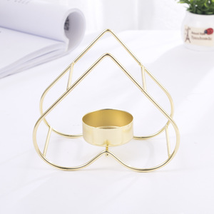 Heart Shaped Metal Wire <b>Gold</b> Tealight Candle Holder Home and <b>Christmas</b> <b>Decorated</b> Hanging Tealight Holder - Product Image 5
