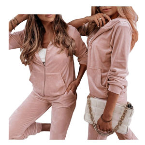 2025 femmes doux velours imprimé survêtement fermeture éclair à capuche et pantalon automne/hiver salon ensemble - Product Image 5