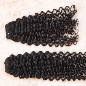 Extensión de cabello Remy indio rizado profundo negro natural, paquete de cabello Remy virgen con extremos dibujados individuales, pelucas de cabello humano de aspecto étnico - Product Image 1