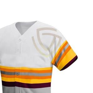Maillot de baseball personnalisé pour homme adulte, haute qualité, 100% polyester, respirant et à séchage rapide, col en V, ensembles de couleurs personnalisés, uniforme de baseball - Product Image 4