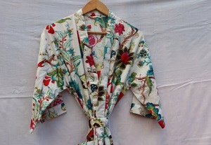 เสื้อคลุมพิมพ์ลายดอกไม้ชุดคลุมสำหรับคุณแม่ชุดชายหาดชุดสำหรับผู้ใหญ่ชุดกิโมโนผ้าฝ้ายขนาดใหญ่พิเศษสำหรับอาบน้ำในโรงแรมเหมาะสำหรับฤดูใบไม้ผลิ - Product Image 2