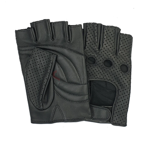 Gants demi-doigts en cuir véritable avec logo personnalisé Hiver Chaud Doux Confortable Mode Conduite Fabricant d'usure quotidienne - Product Image 1