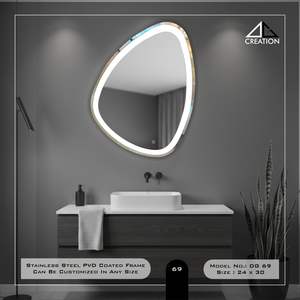 Miroir de salle de bain avec cadre en acier inoxydable durable, revêtement PVD, réflexion claire pour les espaces intérieurs modernes, en provenance d'Inde - Product Image 2