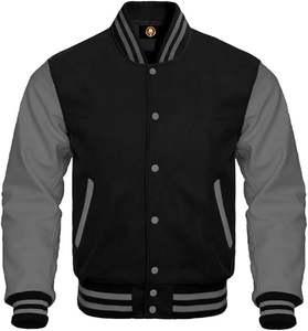 Veste de baseball universitaire pour hommes style bomber avec corps en laine et manches en cuir de vache veste Letterman scolaire en différentes couleurs - Product Image 6