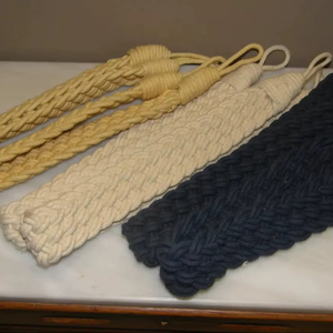 Pair of Large Belt Tiebacks Cotton <b>Curtains</b> <b>Holdbacks</b> belt Voile Cotton drapes Tie-back Hold-back - Product Image 1