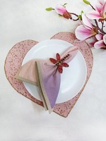 Set de table brodé à la main, motif floral, perles, rouge foncé, pour le printemps, cadeau pour elle