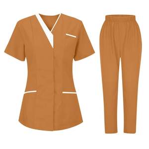 Uniformes Offre Spéciale d'infirmières en coton à manches courtes Uniformes de clinique pour femmes-OEM Scrubs d'infirmières médicales optimaux pour les uniformes d'infirmières de médecins - Product Image 1