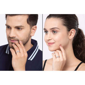 NOVAMART Fine Premium 925 Pure Sterling Silver Men's <b>Ring</b> Rhodium Plated with Diamond and Zircon Inlay Perfect Gift for <b>Couples</b> - Product Image 3