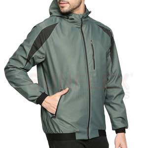 เสื้อแจ็คเก็ตซิปมีฮู้ดสไตล์สปอร์ตใส่สบายสำหรับฤดูใบไม้ผลิ คุณภาพสูง สีพื้น โลโก้ด้านหน้า - Product Image 4