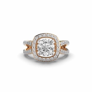 Bague Halo en diamant de laboratoire de taille ronde Bague de fiançailles ronde en or blanc 14 carats HPHT écologique - Product Image 1