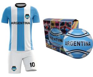Kit de fútbol con caja, Camiseta 100% de poliéster con pantalones cortos, balón de fútbol de PVC y caja para adultos, 3 piezas, disponible al mejor precio - Product Image 1
