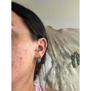 Navajo-Made Red Skin Turquoise & Sterling <b>Silver</b> <b>Stud</b> Earrings Bezel Setting Inlay - Product Image 2