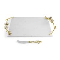 Plateau rectangulaire personnalisé en marbre blanc moderne, or et argent, fait main, surface brillante, passe au lave-vaisselle, plateau à fromage, épaisseur 1,5 cm pour