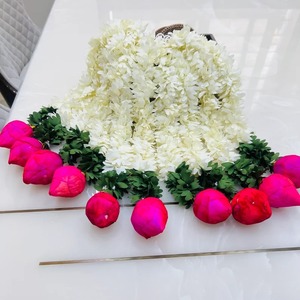 Sola Wood Jasmine Garland with Lotus Flower Wall Hanging Home Decor Artificial Flower Decoration for Wedding Mehndi Haldi Decor - Product Image 3