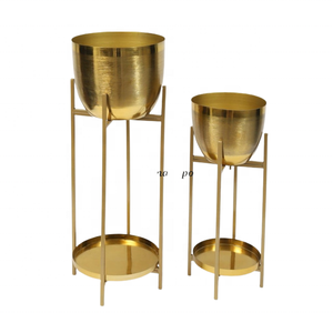 Andicraft-macetero de metal chapado en oro, macetero decorativo para exteriores e interiores - Product Image 1