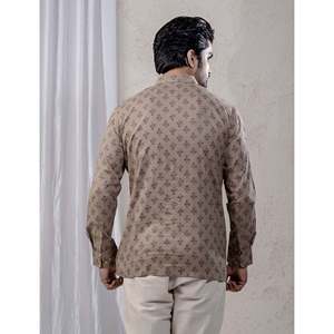 Kurta court en coton imprimé décontracté pour hommes avec manches longues - Product Image 6