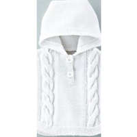 Poncho à capuche en tricot torsadé pour fille, en laine/nylon, fermeture boutonnée, ouverture au col, taille 12GG, en stock, délai d'échantillon de 7 jours, non applicable