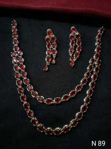 ENSEMBLE DE COLLIER DE MARIÉE EN DIAMANT AMÉRICAIN ET BOUCLES D'OREILLES CLASSIQUES ET DE HAUTE QUALITÉ ENSEMBLE DE BIJOUX DE MARIAGE POUR FEMMES DE STYLE CLASSIQUE - Product Image 5