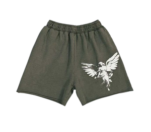 Custom Acid Wash Solid Heavyweight Hoodie and <b>Shorts</b> Set <b>Mens</b> <b>Sweat</b> Suit Printed Rhinestone Two Piece Set - Product Image 3