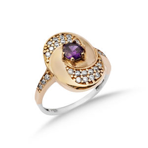 แหวนอเมทิสต์อเมทิสต์อเมทิสต์หินสีเงินแท้สไตล์ออตโตมันเครื่องประดับตุรกีแบบแฮนด์เมดขายส่ง - Product Image 3