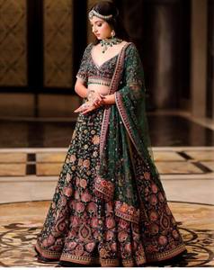 Diseñador nupcial Lehnga Choli para fiesta desgaste bordado pesado multicolor boda Lehenga Choli para mujeres al por mayor - Product Image 6