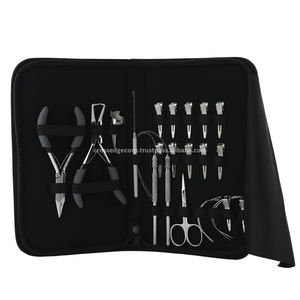Kit d'outils d'extension de cheveux de haute qualité poignée souple en acier inoxydable Mini ciseaux crochet de traction de cheveux microbilles dissolvant pince colle - Product Image 1