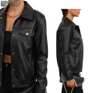 Ropa de invierno Nuevo estilo Chaquetas de cuero de moda Chaqueta de cuero de color personalizado de alta calidad para mujeres Señoras de cuero personalizado - Product Image 3