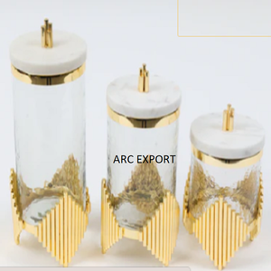 Fancy Canister Made Up Of Glass And Metal Decoration Fancy Multilevel Designer Unique Canister Set for Sale In Reasonable Price - Product Image 6