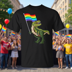 เสื้อยืดธีมไดโนเสาร์สำหรับเดือนแห่งความภาคภูมิใจของกลุ่มเกย์ เลสเบี้ยน LGBT และคนข้ามเพศ สำหรับใช้ในเชิงโปรโมชั่น - Product Image 3