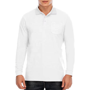 Camiseta Polo de Manga Larga para Hombre, Algodón y Poliéster, Casual, con Bolsillo en el Pecho, Logotipo Personalizado, OEM, ODM, Venta al Por Mayor - Product Image 5