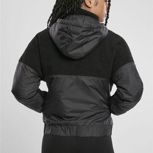 Veste à capuche en polaire et nylon noire pour femmes, demi-zip, pull à manches longues, vêtement d'extérieur chaud, décontracté, sportif, confortable, pour l'hiver et l'automne - Product Image 5